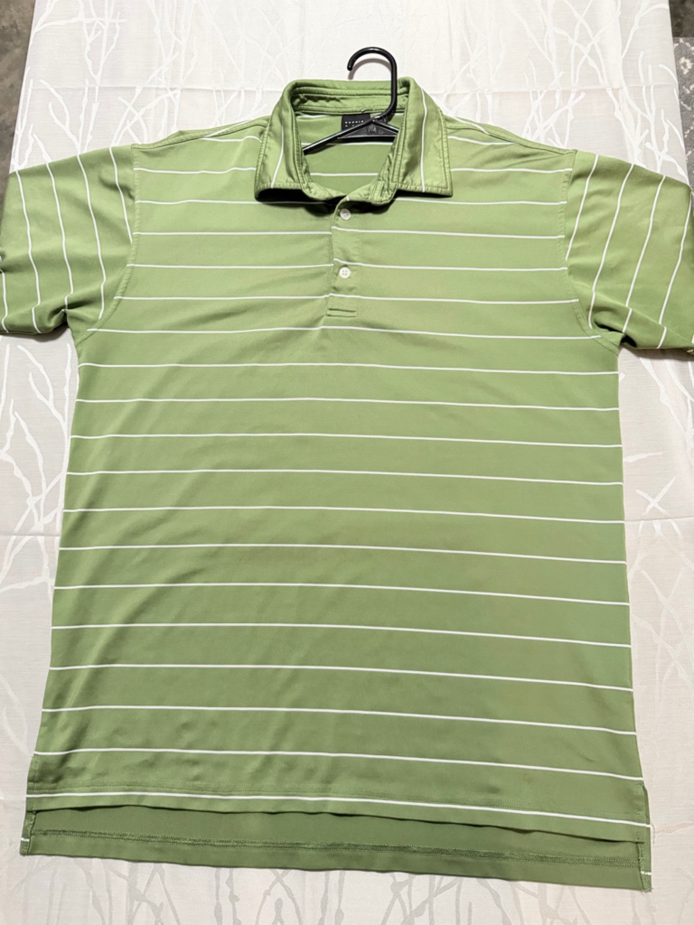 Dunning Golf Striped Polo — Olive Sage Green